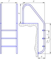 Схема лестницы для бассейна из н/ж стали