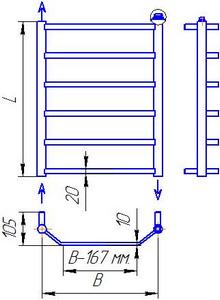 Схема полотенцесушителя  Luxe -  универсальное (сквозное) нижне-верхнее подключение